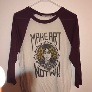 obey make art not war baseball t